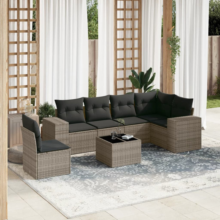 Set Canapele De Grădină, 7 Piese, Cu Perne, , Poliratan