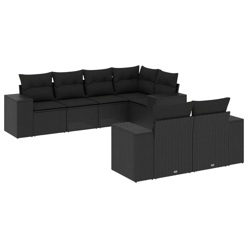 Set Canapele De Grădină Cu Perne, 7 Piese, , Poliratan