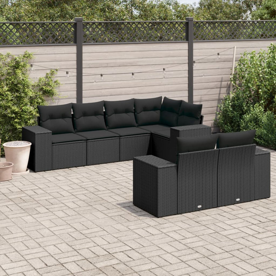 Set Canapele De Grădină Cu Perne, 7 Piese, , Poliratan