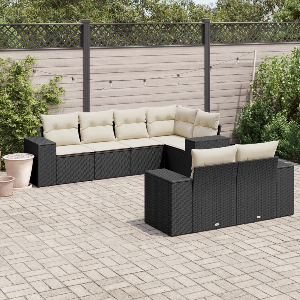 Set Canapele De Grădină Cu Perne, 7 Piese, , Poliratan