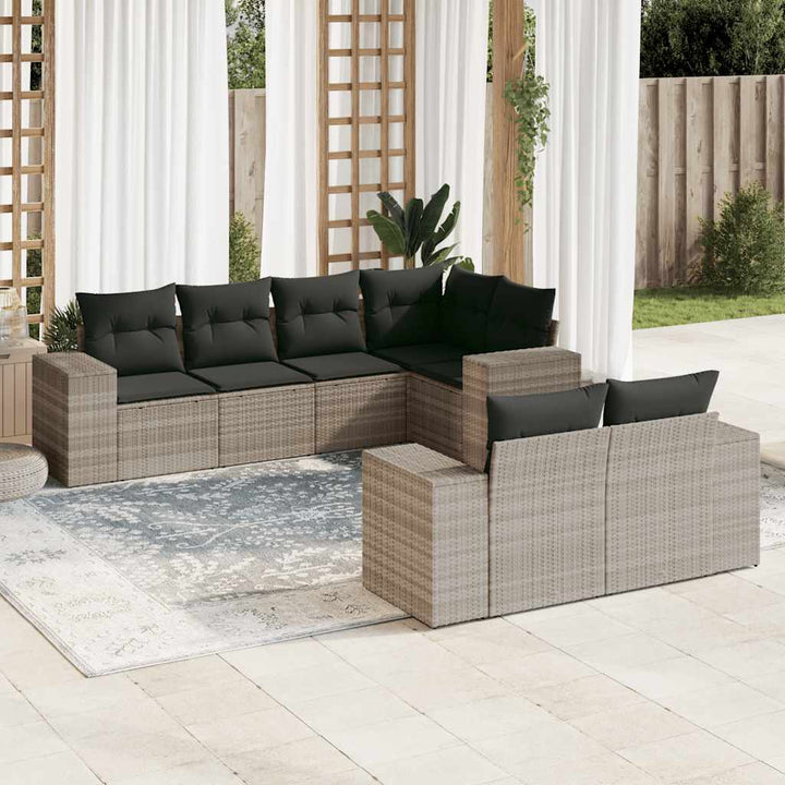 Set Canapele De Grădină Cu Perne, 7 Piese, , Poliratan