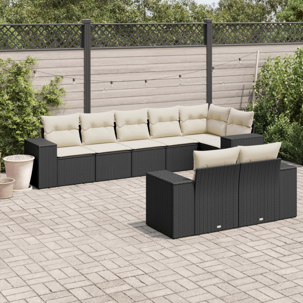 Set Canapele De Grădină Cu Perne, 8 Piese, , Poliratan