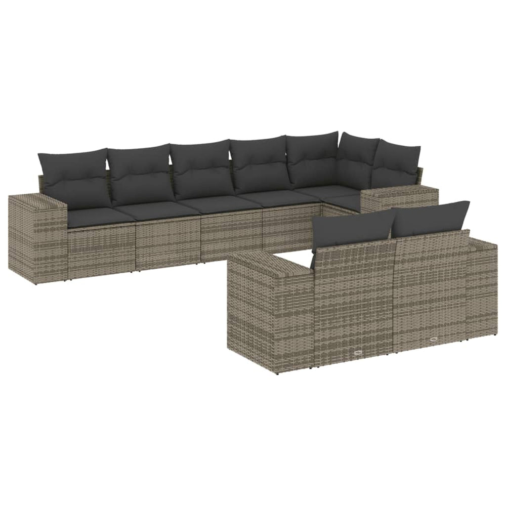 Set Canapele De Grădină Cu Perne, 8 Piese, , Poliratan
