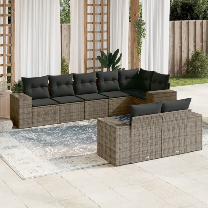 Set Canapele De Grădină Cu Perne, 8 Piese, , Poliratan