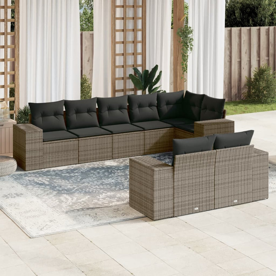 Set Canapele De Grădină Cu Perne, 8 Piese, , Poliratan