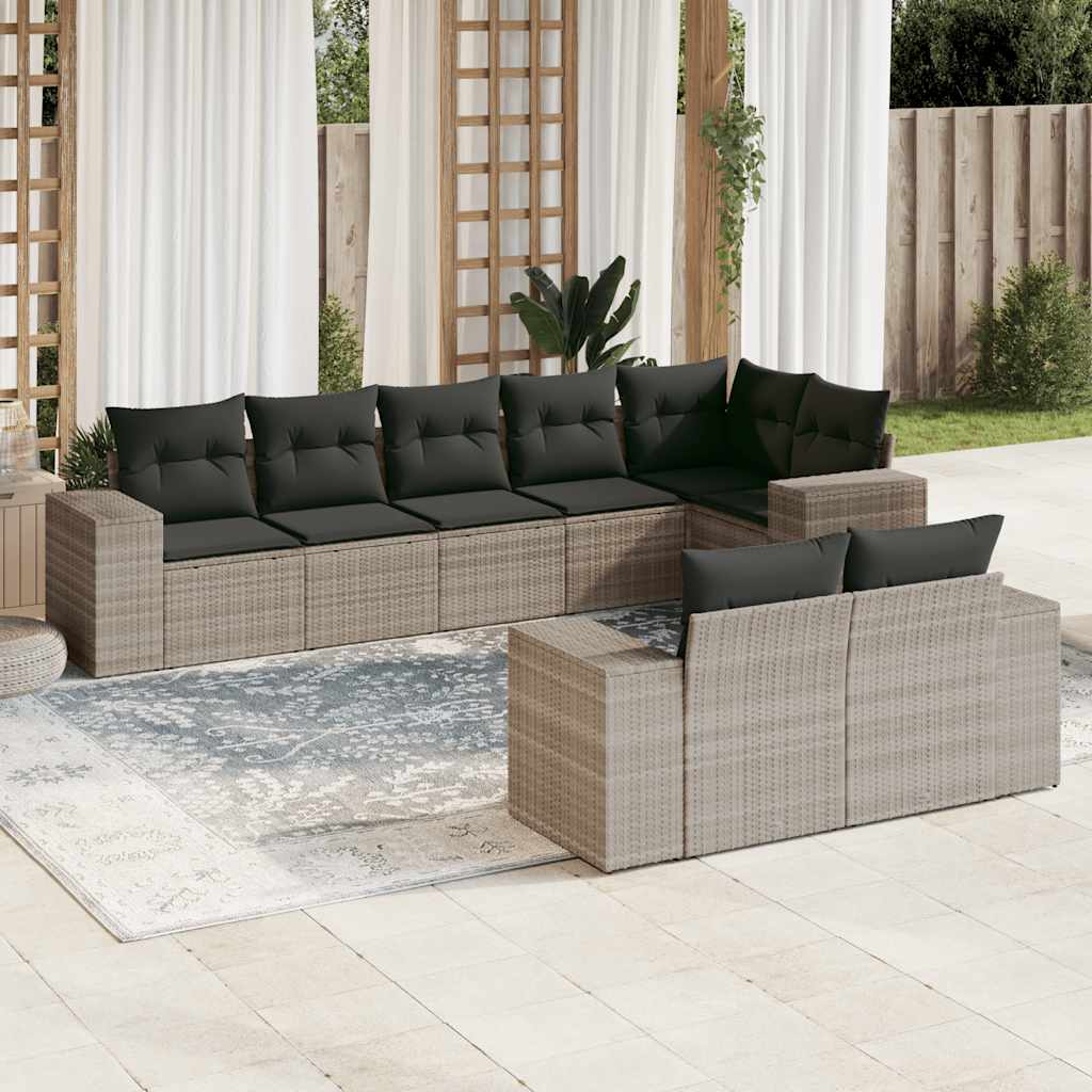 Set Canapele De Grădină Cu Perne, 8 Piese, , Poliratan