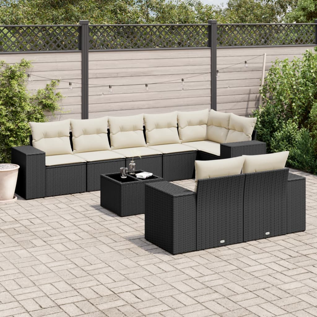 Set Canapele De Grădină Cu Perne, 8 Piese, , Poliratan