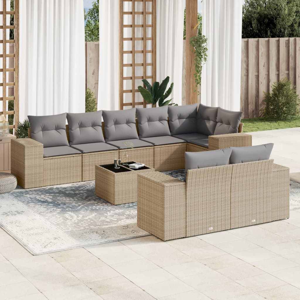 Set Canapele De Grădină Cu Perne, 8 Piese, , Poliratan