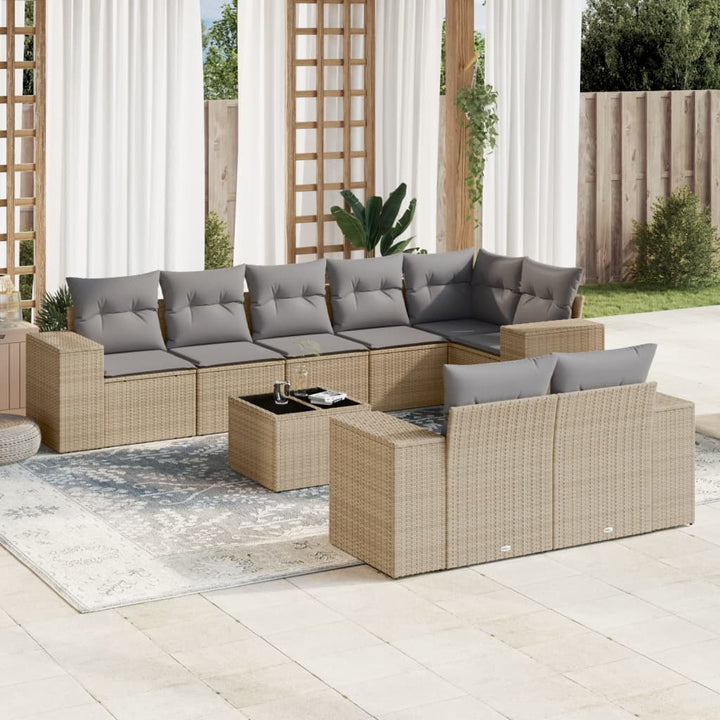 Set Canapele De Grădină Cu Perne, 8 Piese, , Poliratan