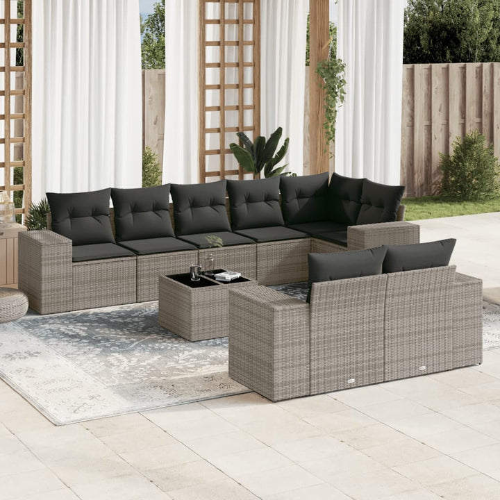 Set Canapele De Grădină Cu Perne, 8 Piese, , Poliratan