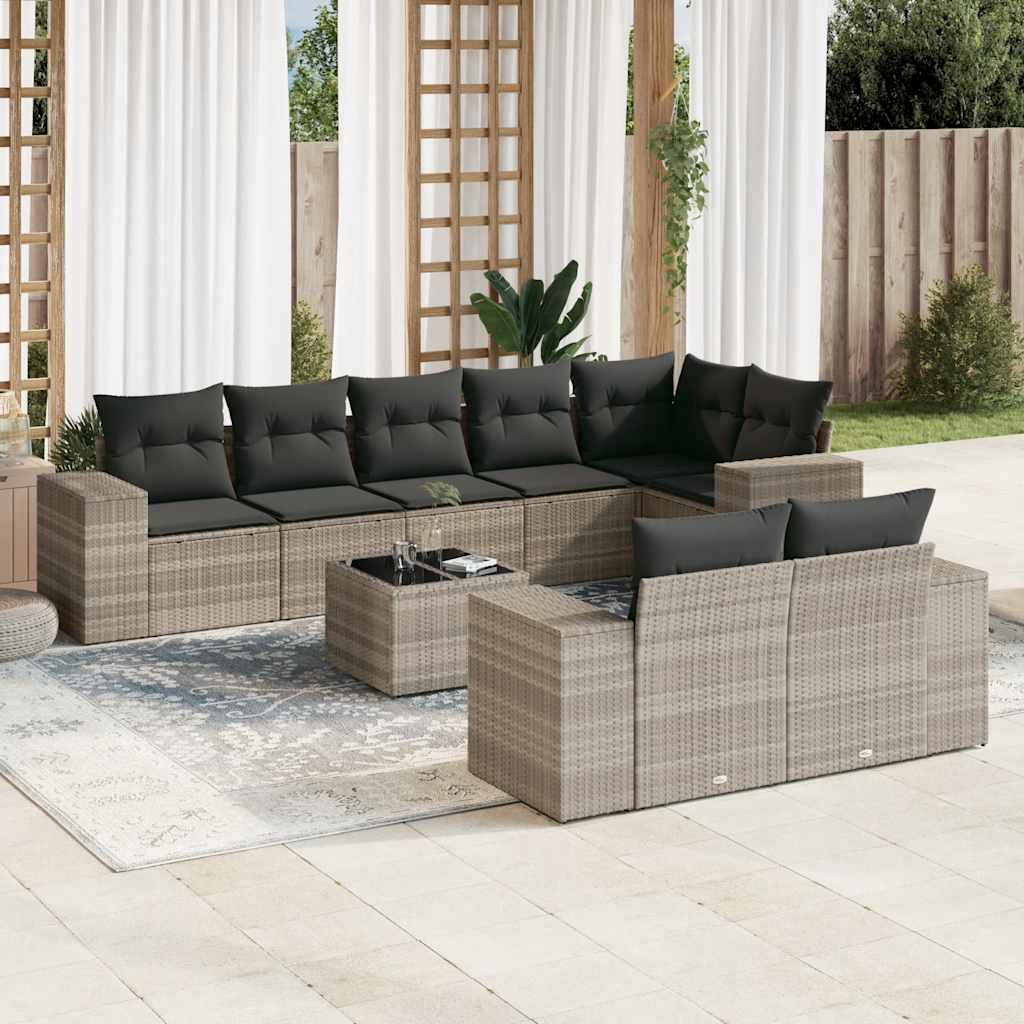 Set Canapele De Grădină Cu Perne, 8 Piese, , Poliratan