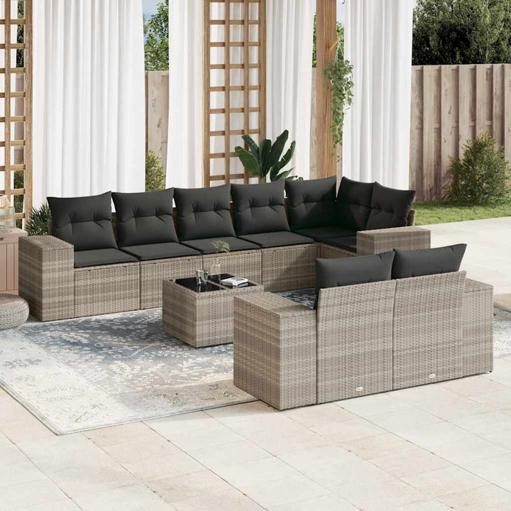 Set Canapele De Grădină Cu Perne, 8 Piese, , Poliratan
