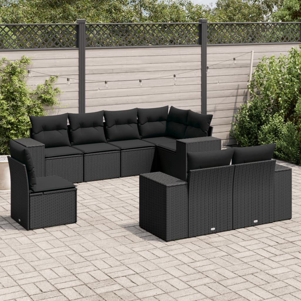 Set Canapele De Grădină, 8 Piese, Cu Perne, Bej, Poliratan