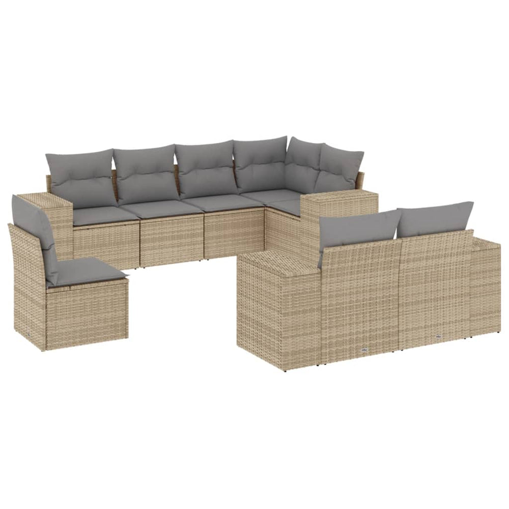Set Canapele De Grădină, 8 Piese, Cu Perne, Bej, Poliratan