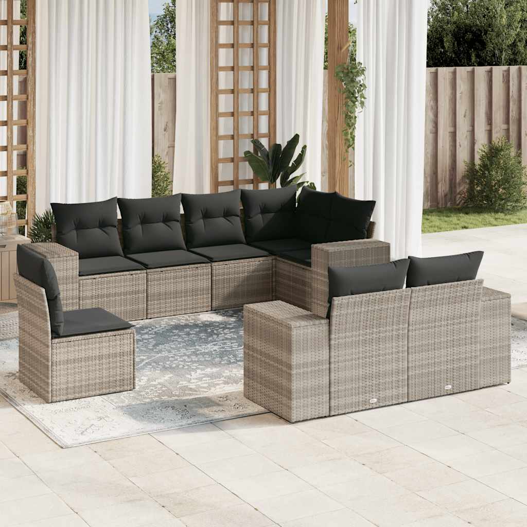 Set Canapele De Grădină, 8 Piese, Cu Perne, Bej, Poliratan