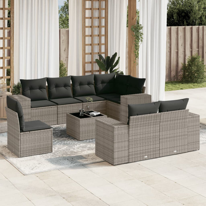 Set Canapele De Grădină, 8 Piese, Cu Perne, Bej, Poliratan