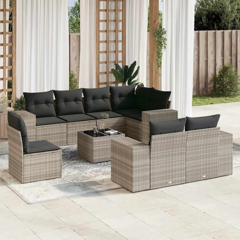 Set Canapele De Grădină, 8 Piese, Cu Perne, Bej, Poliratan