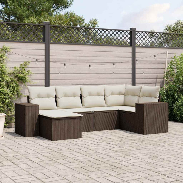 Set Canapele De Grădină Cu Perne, 6 Piese, Bej, Poliratan