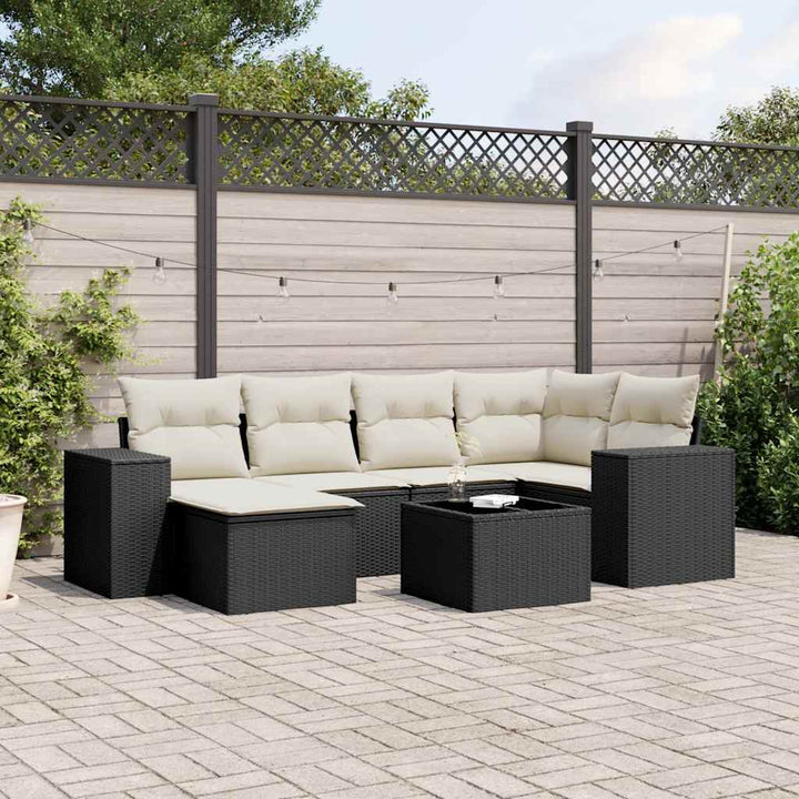 Set Canapele De Grădină Cu Perne, 6 Piese, Bej, Poliratan