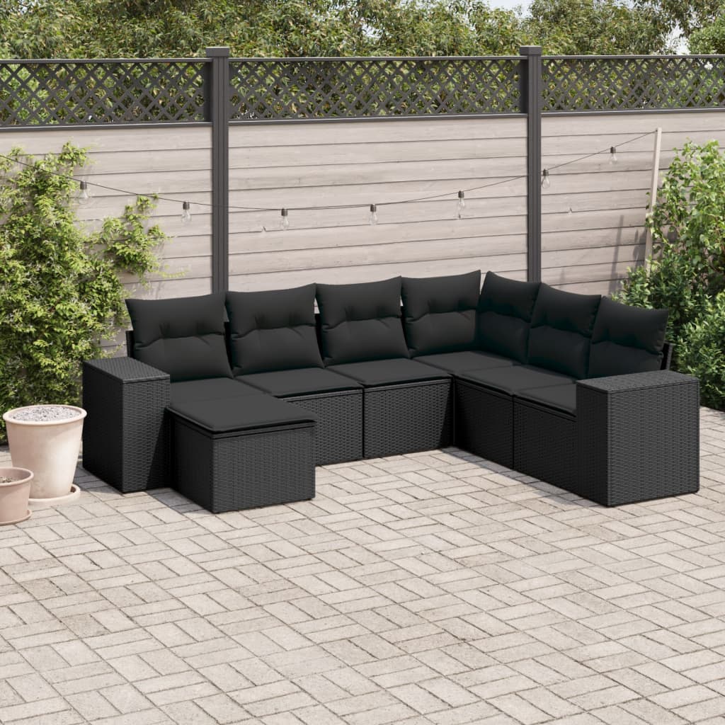 Set Canapele De Grădină, 7 Piese, Cu Perne, , Poliratan
