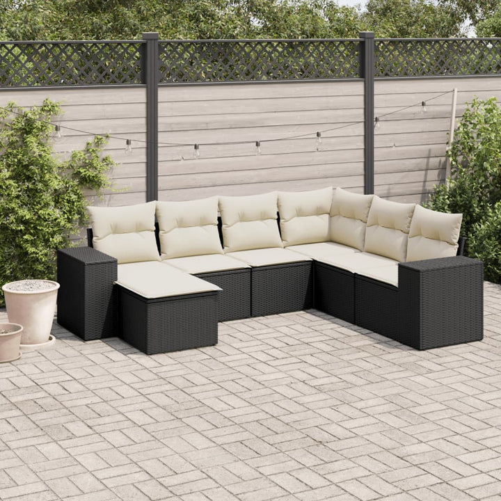Set Canapele De Grădină, 7 Piese, Cu Perne, , Poliratan