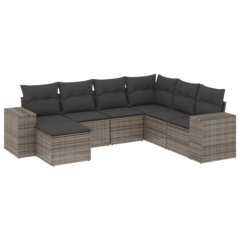 Set Canapele De Grădină, 7 Piese, Cu Perne, , Poliratan