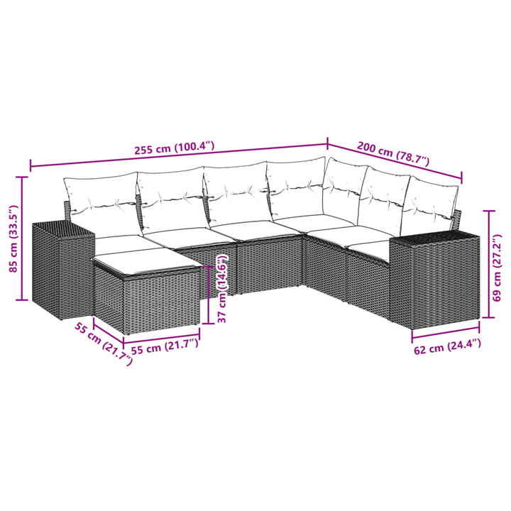 Set Canapele De Grădină, 7 Piese, Cu Perne, , Poliratan