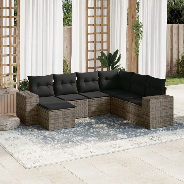 Set Canapele De Grădină, 7 Piese, Cu Perne, , Poliratan
