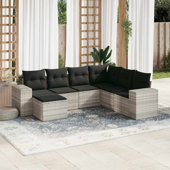 Set Canapele De Grădină, 7 Piese, Cu Perne, , Poliratan