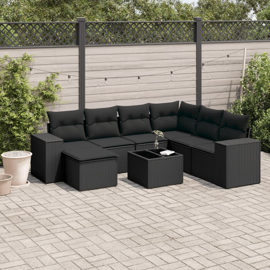 Set Canapele De Grădină, 7 Piese, Cu Perne, , Poliratan