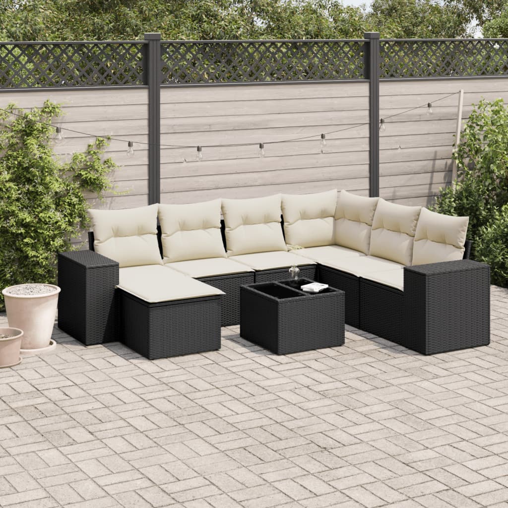 Set Canapele De Grădină, 7 Piese, Cu Perne, , Poliratan