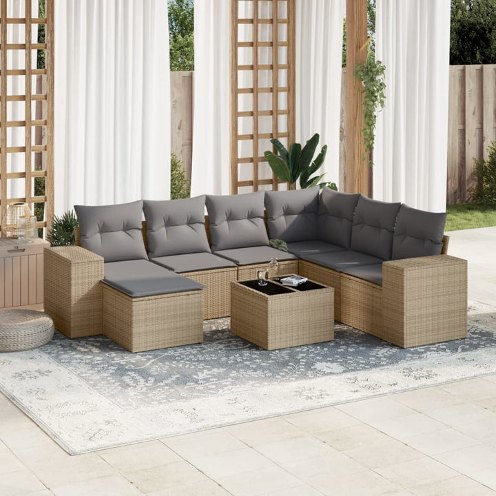 Set Canapele De Grădină, 7 Piese, Cu Perne, , Poliratan