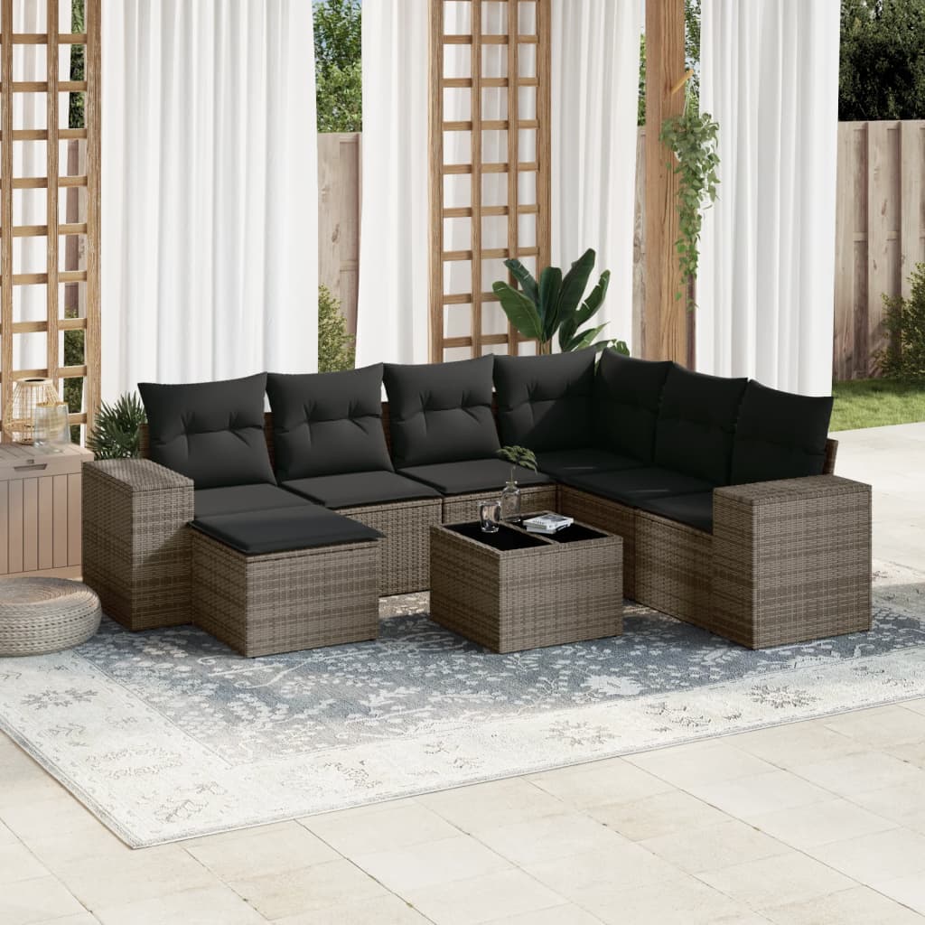 Set Canapele De Grădină, 7 Piese, Cu Perne, , Poliratan