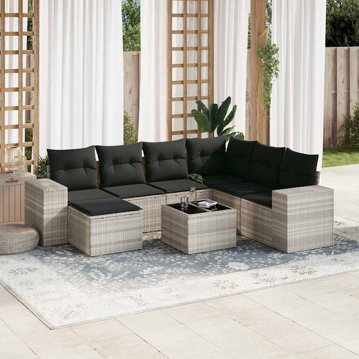 Set Canapele De Grădină, 7 Piese, Cu Perne, , Poliratan