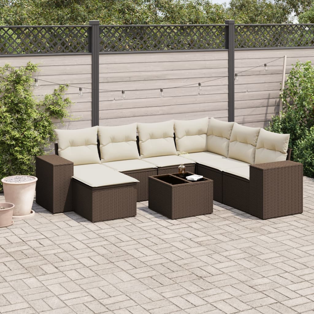 Set Canapele De Grădină, 7 Piese, Cu Perne, , Poliratan