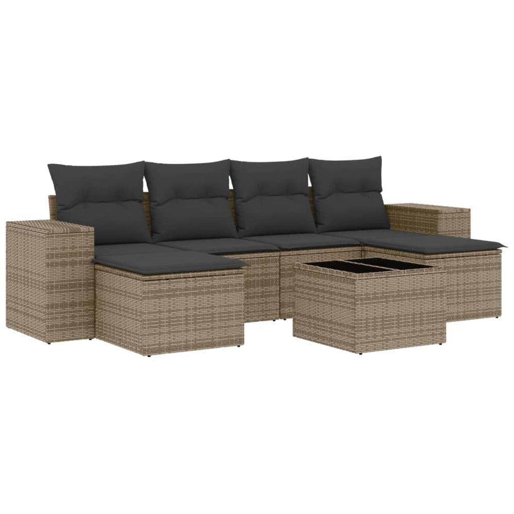 Set Canapele De Grădină, 7 Piese, Cu Perne, , Poliratan