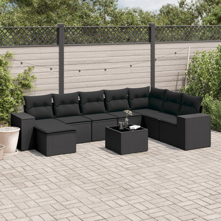 Set Canapele De Grădină, 9 Piese, Cu Perne, , Poliratan