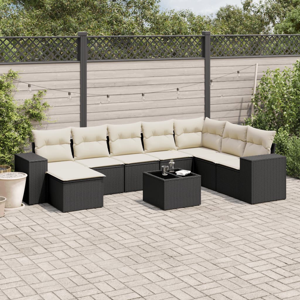 Set Canapele De Grădină, 9 Piese, Cu Perne, , Poliratan