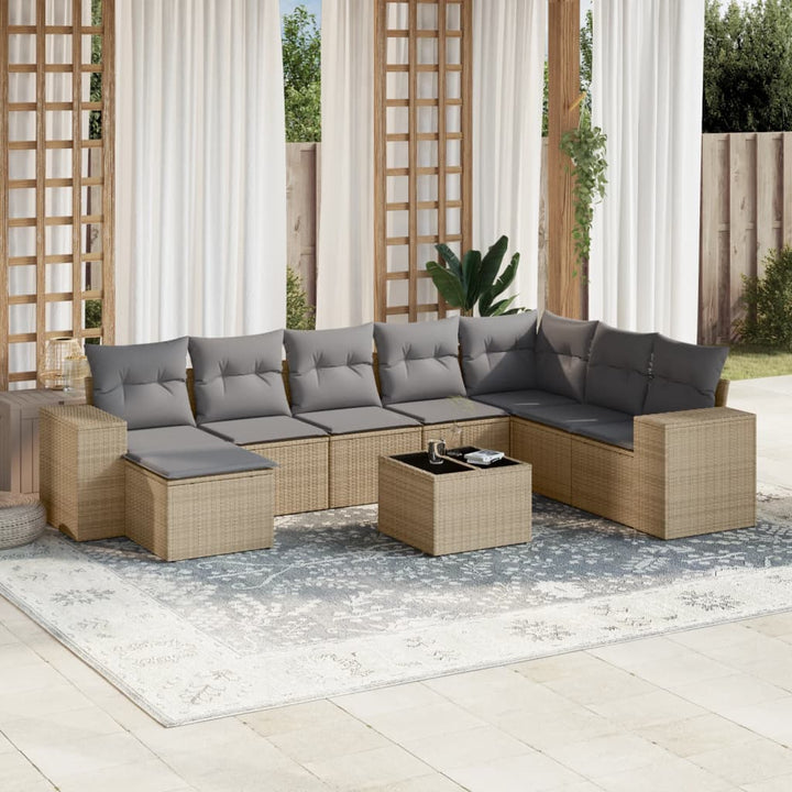 Set Canapele De Grădină, 9 Piese, Cu Perne, , Poliratan