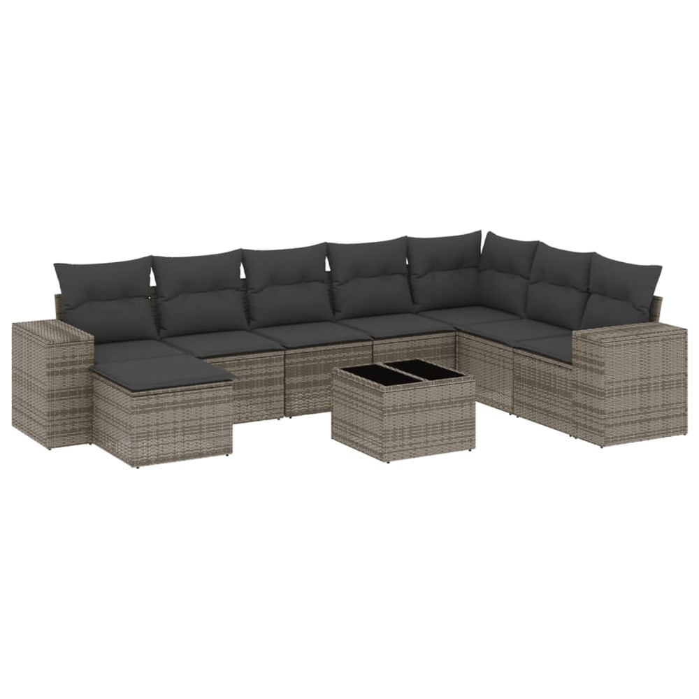 Set Canapele De Grădină, 9 Piese, Cu Perne, , Poliratan