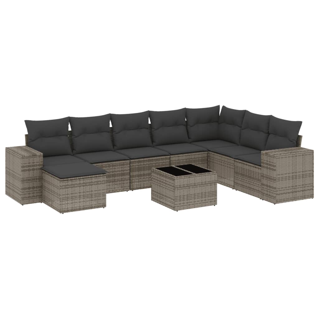 Set Canapele De Grădină, 9 Piese, Cu Perne, , Poliratan