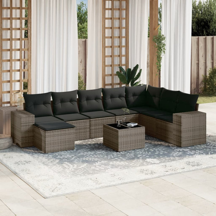 Set Canapele De Grădină, 9 Piese, Cu Perne, , Poliratan