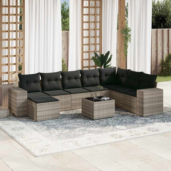 Set Canapele De Grădină, 9 Piese, Cu Perne, , Poliratan