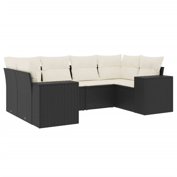 Set Mobilier De Grădină Cu Perne, 6 Piese, Negru, Poliratan