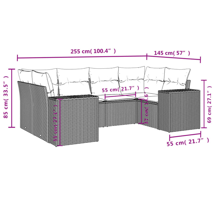 Set Mobilier De Grădină Cu Perne, 6 Piese, Negru, Poliratan