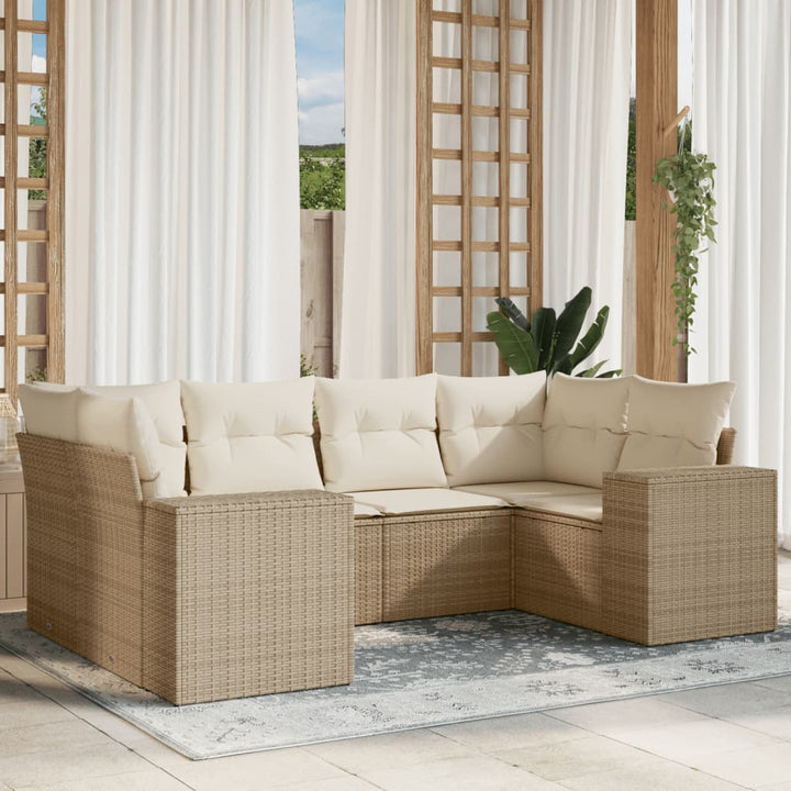 Set Mobilier De Grădină Cu Perne, 6 Piese, Negru, Poliratan