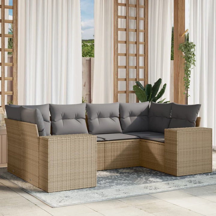 Set Mobilier De Grădină Cu Perne, 6 Piese, Negru, Poliratan