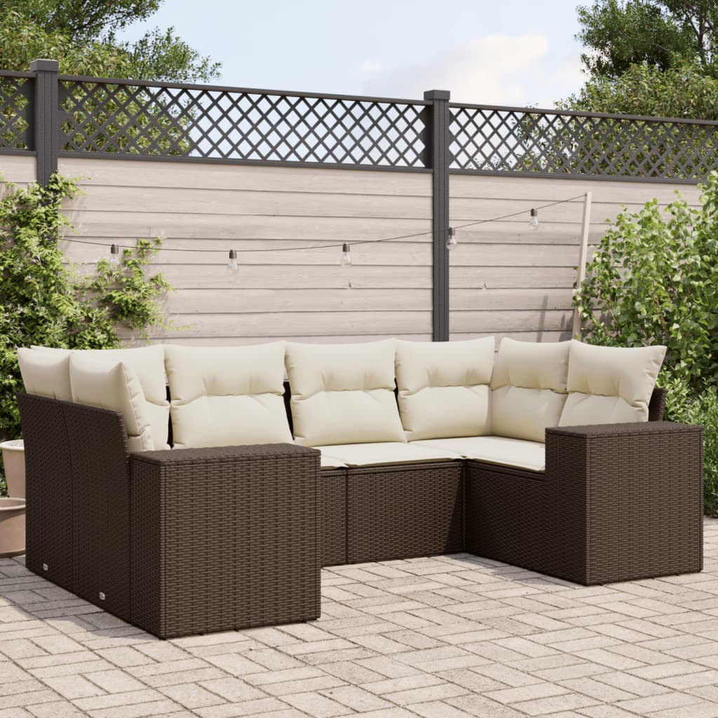 Set Mobilier De Grădină Cu Perne, 6 Piese, Negru, Poliratan
