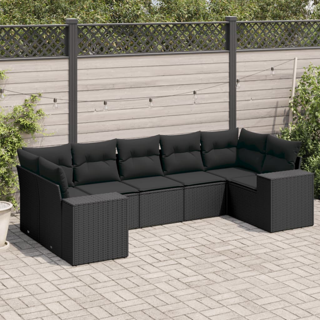 Set Canapele De Grădină, 7 Piese, Cu Perne, , Poliratan