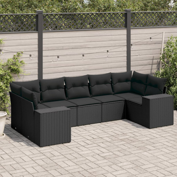 Set Canapele De Grădină, 7 Piese, Cu Perne, , Poliratan